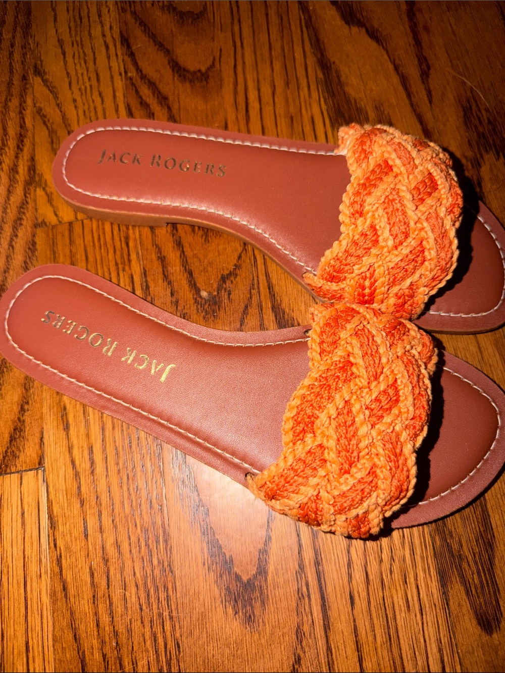 Jack Rogers Braided Slide Sandals in Vibrant Orange